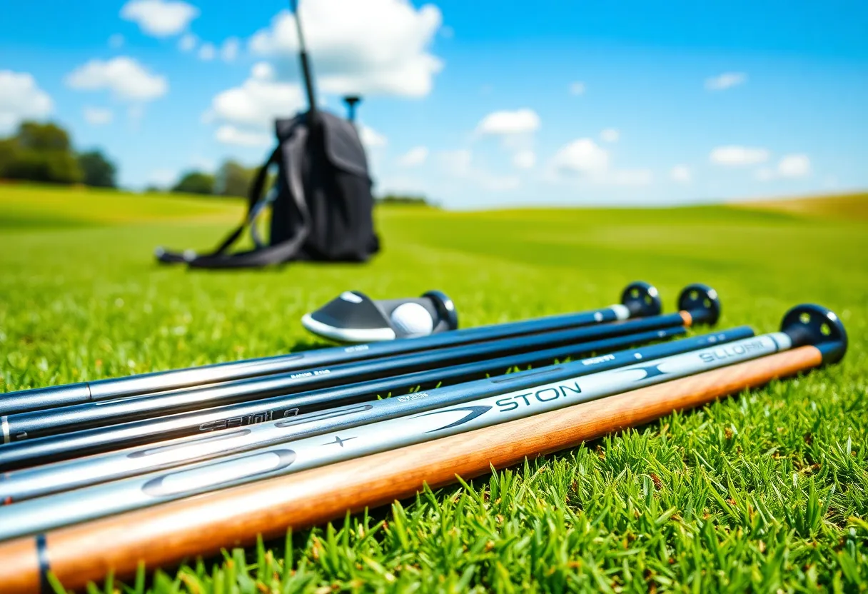 High-performance LA Golf club shafts on a green golf course