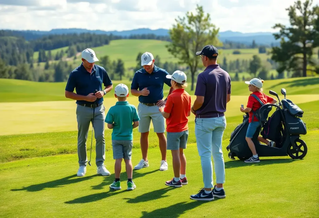 Young golfers at La Réserve Golf Club learning from professionals