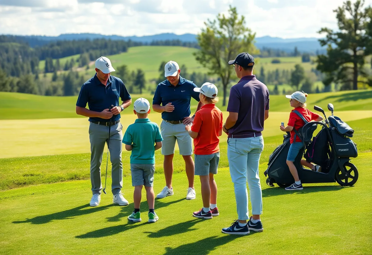 Young golfers at La Réserve Golf Club learning from professionals