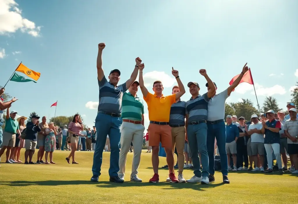 Team Europe celebrating their Ryder Cup victory