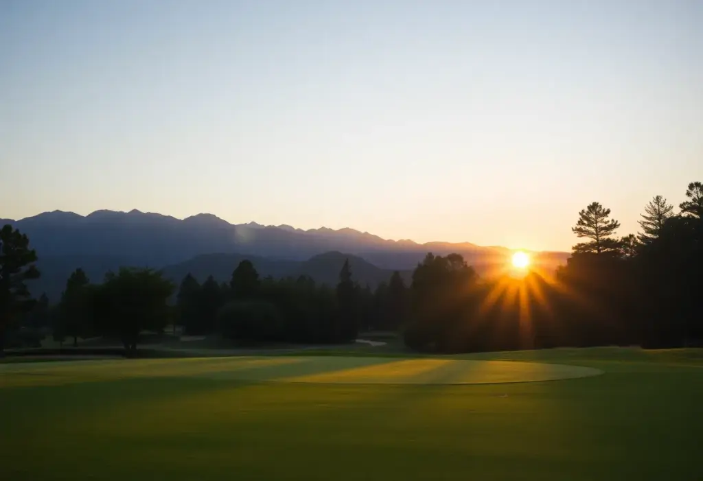 Scenic view of The Keep at McLemore Golf Course with mountains