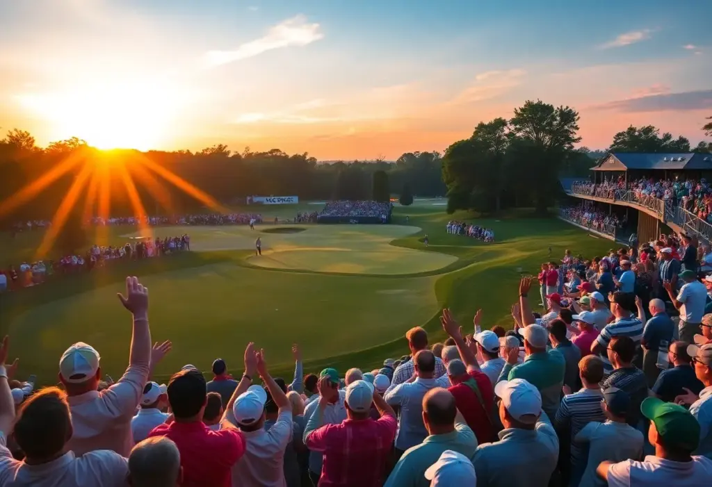Golf course celebrating a major tournament victory