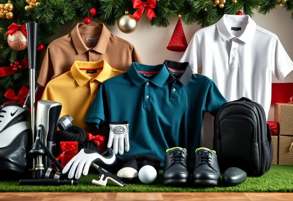 A variety of affordable golf gear and accessories for holiday gifts.