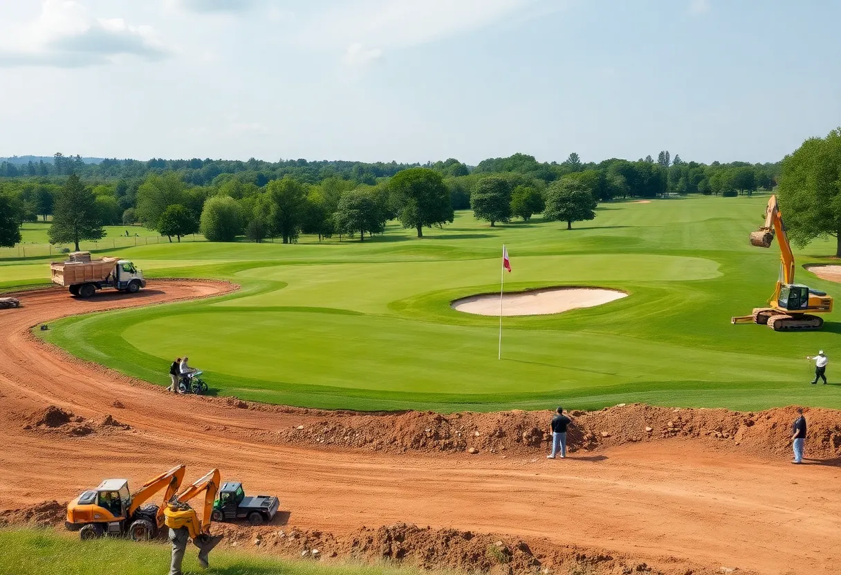 Construction work on TPC Craig Ranch golf course with scenic views.