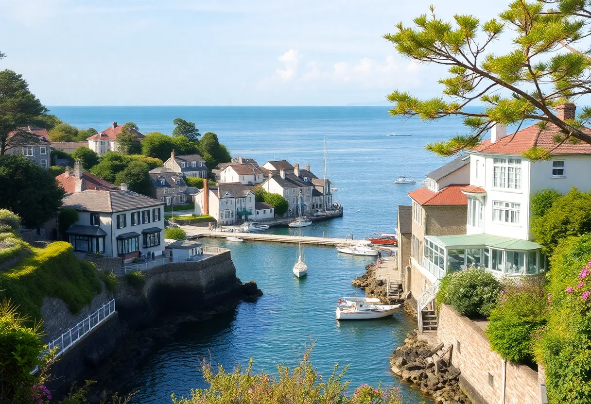 A peaceful view of a coastal town along the Atlantic Coast