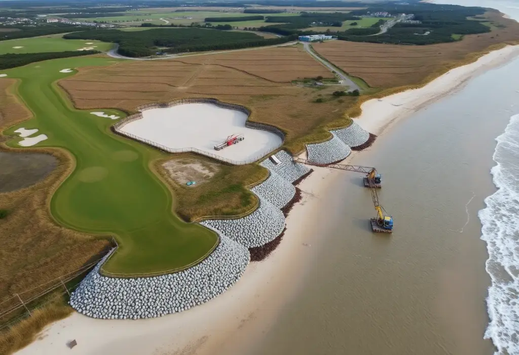 New coastal defenses at West Links golf course.