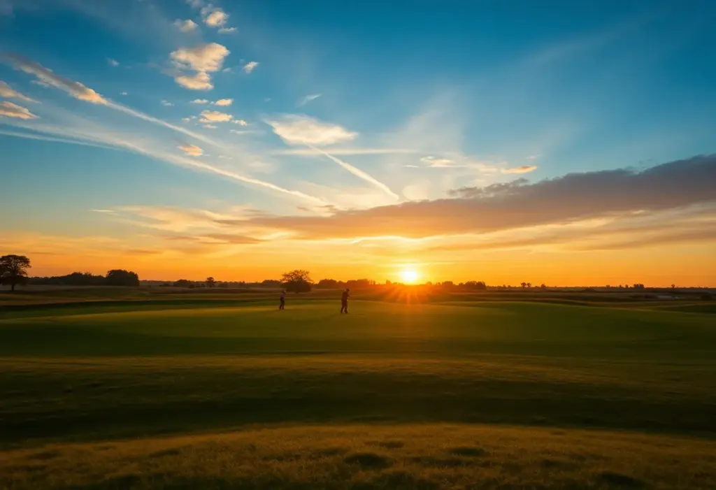 Scenic golf course during sunset