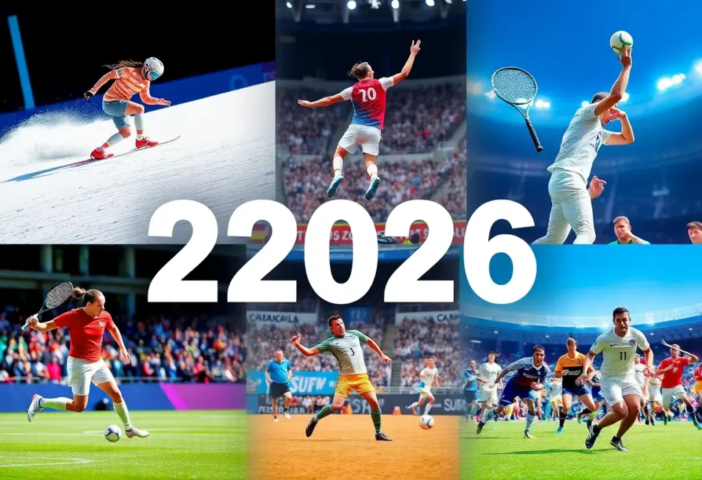 Collage showcasing different sports events of 2026