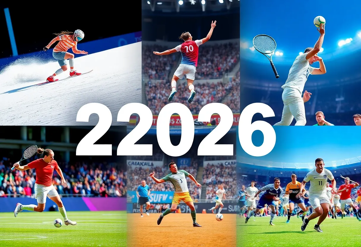 Collage showcasing different sports events of 2026
