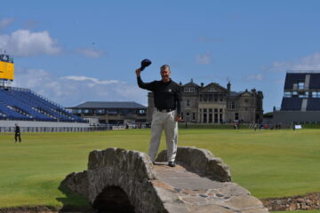 Salute to Tom Watson after his final OPEN Championship at The Old Course in St Andrews, Scotland