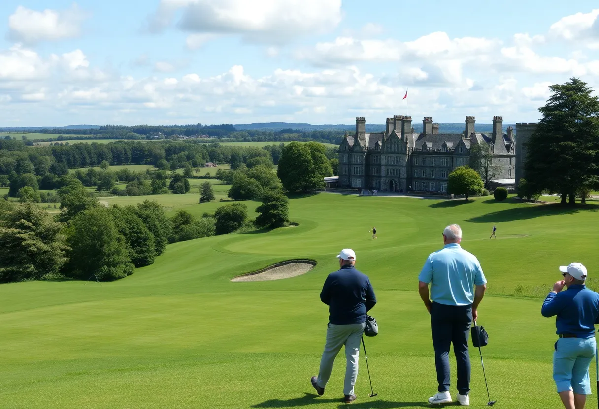 Adare Manor, Ireland, with golf players enjoying the course.