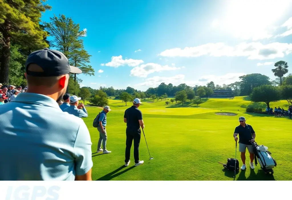 Golfers preparing to tee off at the Amgen Irish Open