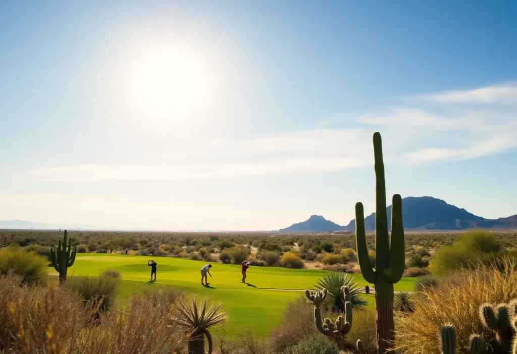 Golfers enjoying a beautiful summer day on an Arizona golf course.