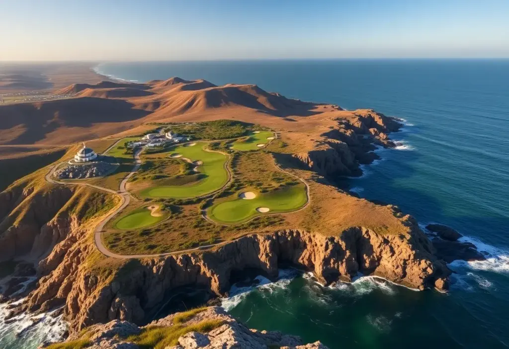 Aerial view of the world-famous Bandon Dunes Golf Resort
