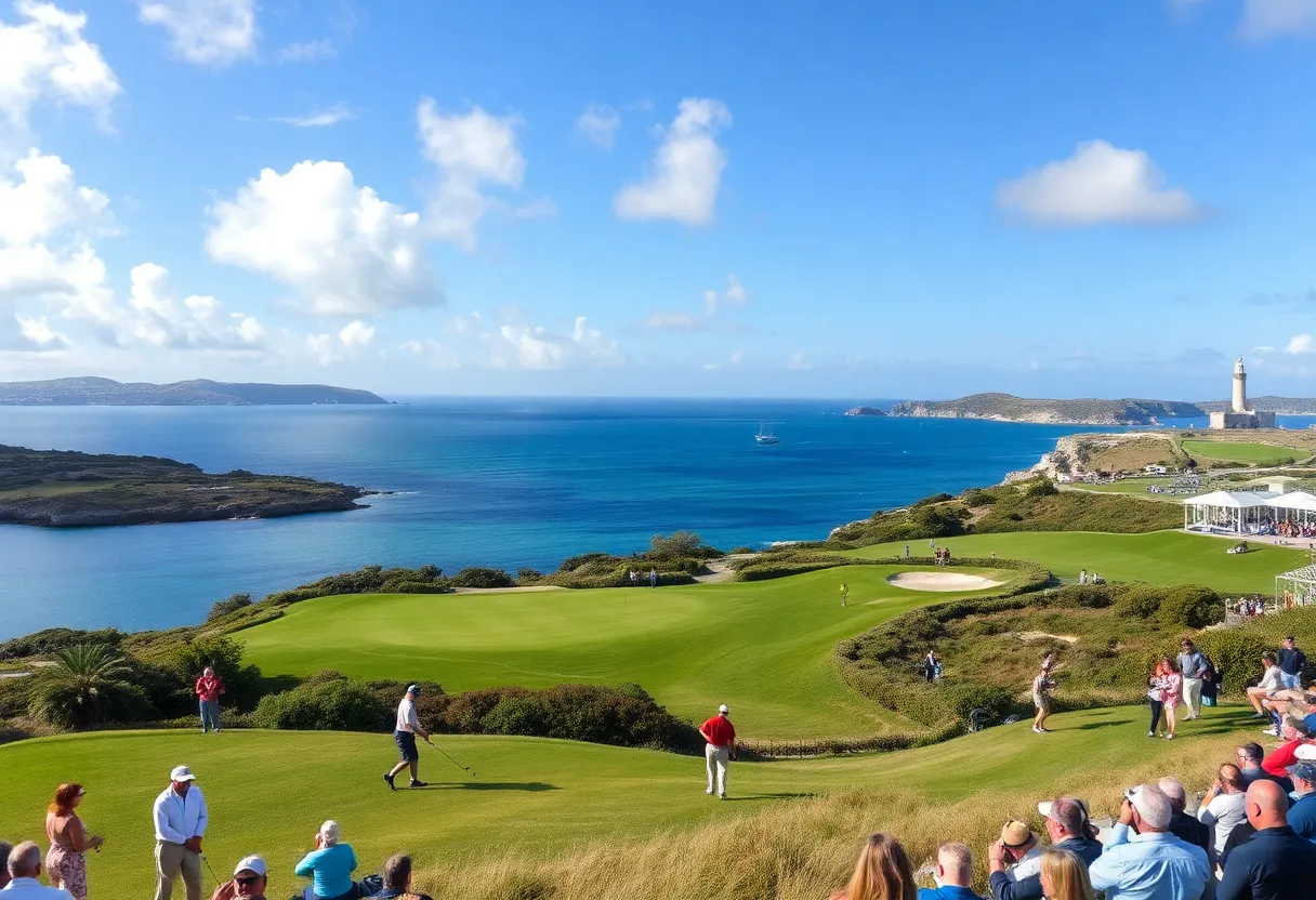 Scenic view of a golf course in Bermuda during a sports event
