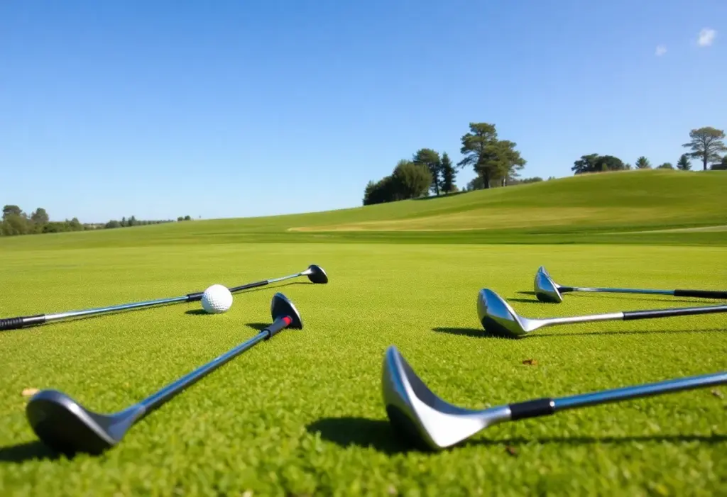 Display of top golf drivers on a golf course