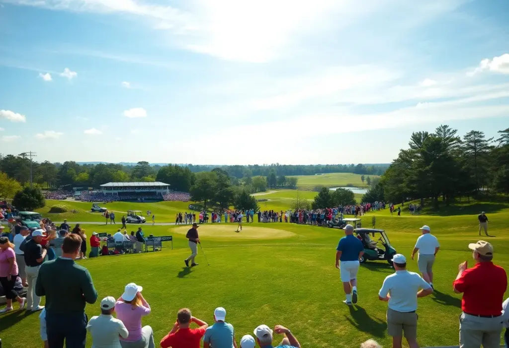 Vibrant scene of a golf tournament on a beautiful course