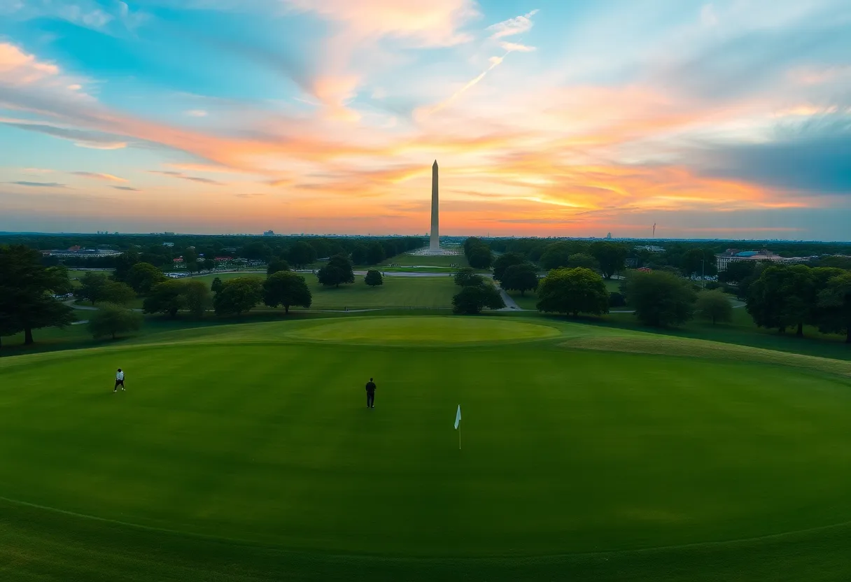 Public golf course in D.C. with the Washington Monument