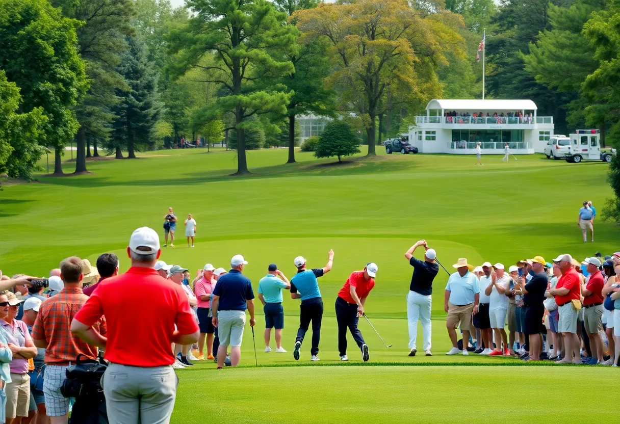 Scene from the Dubai Desert Classic golf tournament