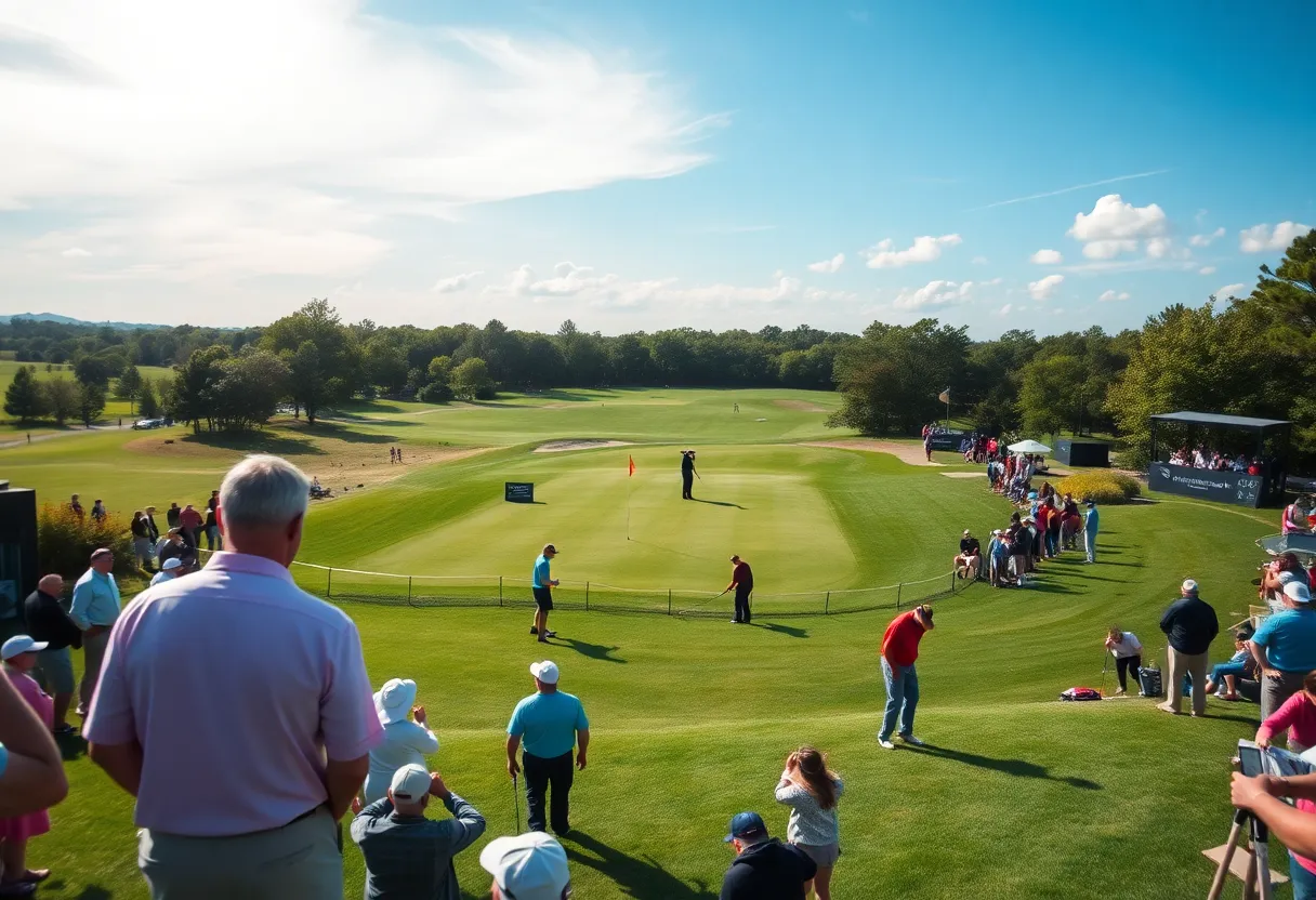 Golfers competing at the Dubai Desert Classic tournament