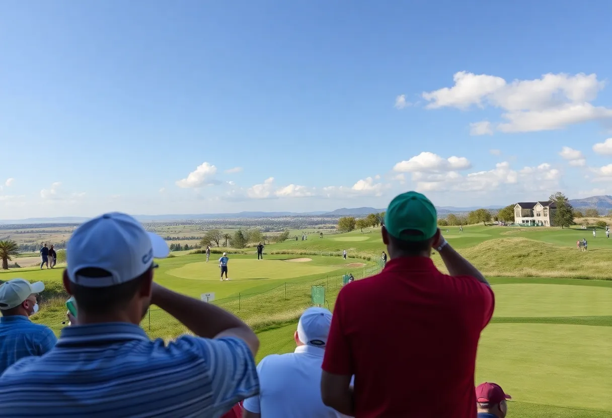 Beautiful scene of the Dubai Desert Classic golf course during a tournament