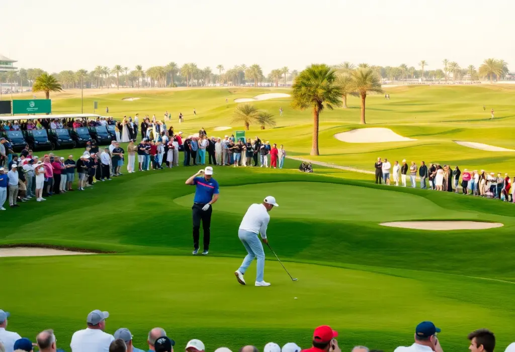 Golf tournament scene at Dubai Desert Classic