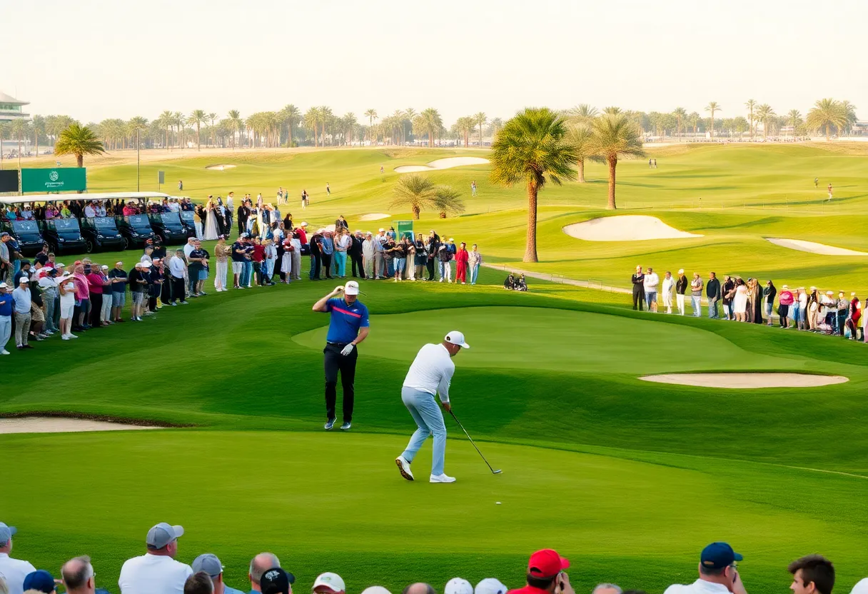 Golf tournament scene at Dubai Desert Classic