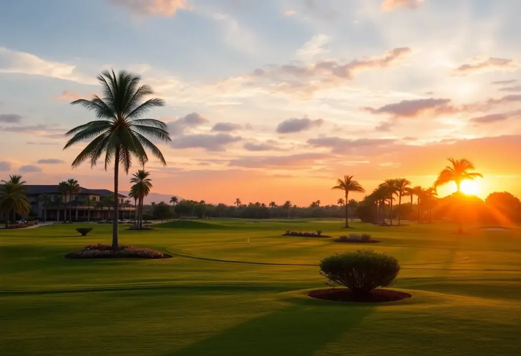 Scenic view of the golf course at the Dubai Creek Resort.