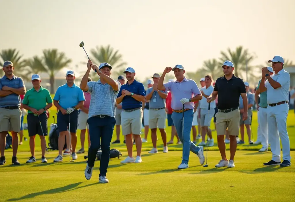 Golfers participating in the Dubai Invitational at Dubai Creek Resort