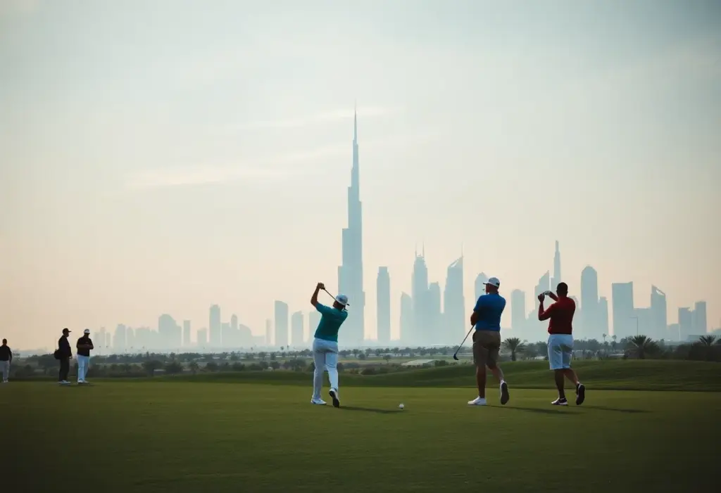 Golf players competing at the Dubai Invitational