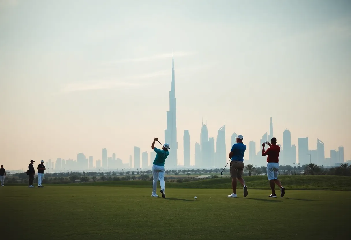 Golf players competing at the Dubai Invitational