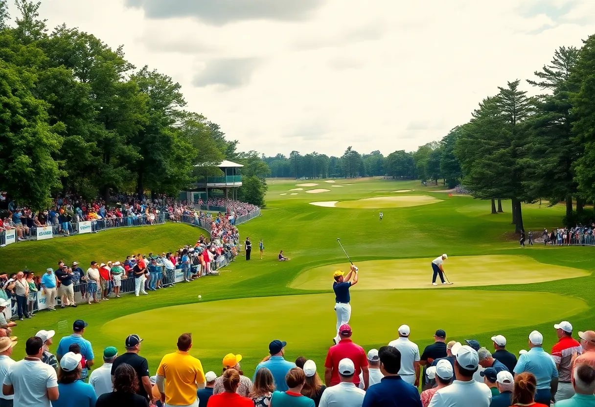 Golf tournament scene at the Dubai Invitational.