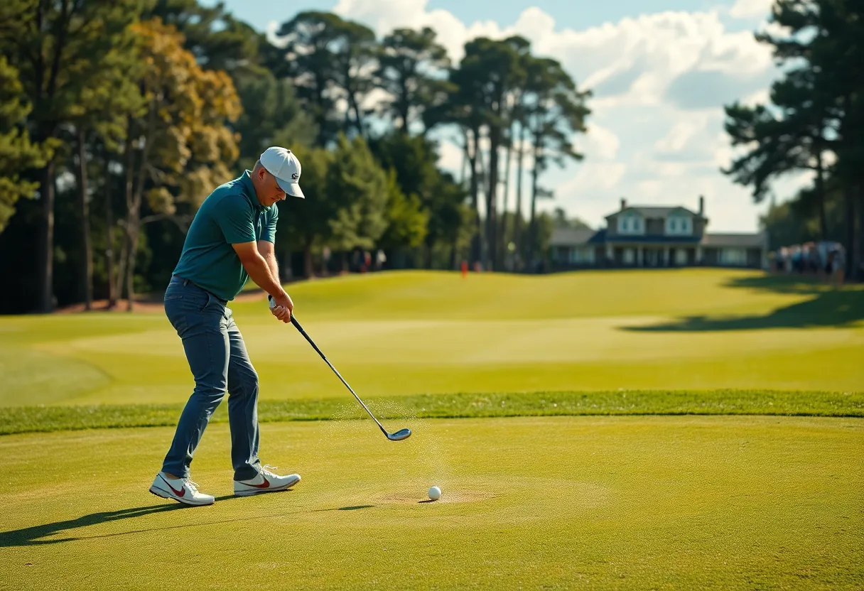 Thriston Lawrence making a recovery shot at the Dubai Invitational
