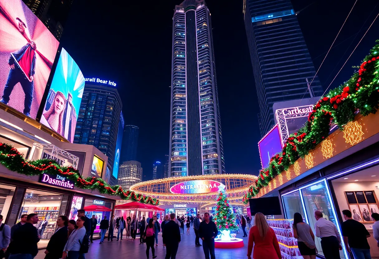 A bustling city scene in Dubai during January events