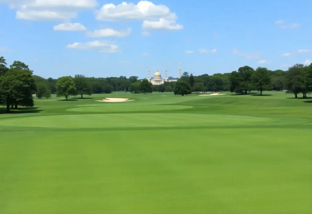East Potomac Golf Links with national monuments in the background