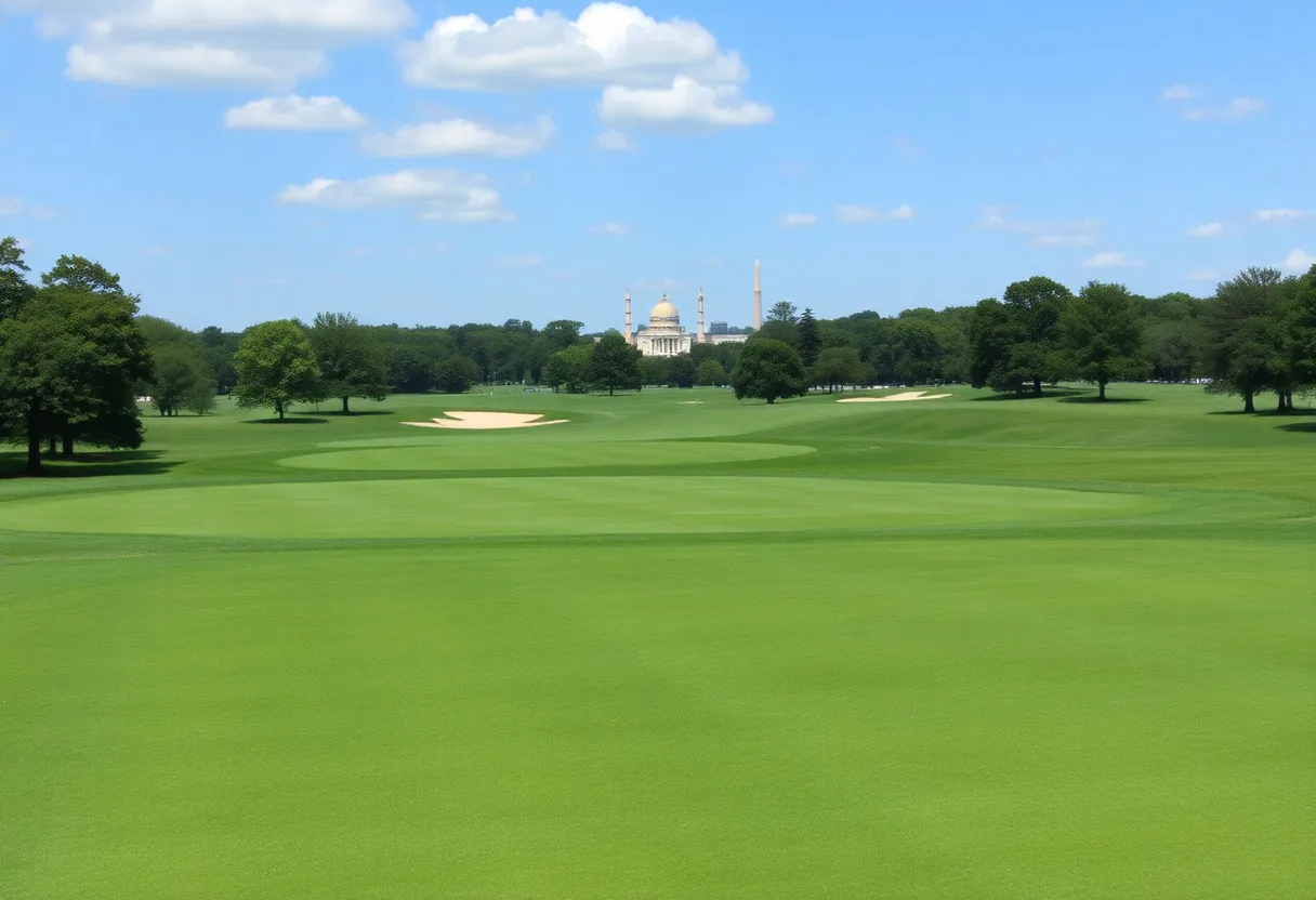 East Potomac Golf Links with national monuments in the background
