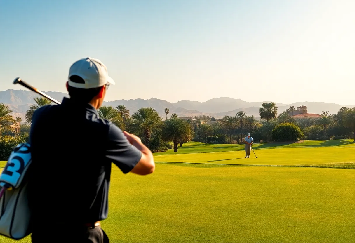 Golfer on an Egyptian golf course