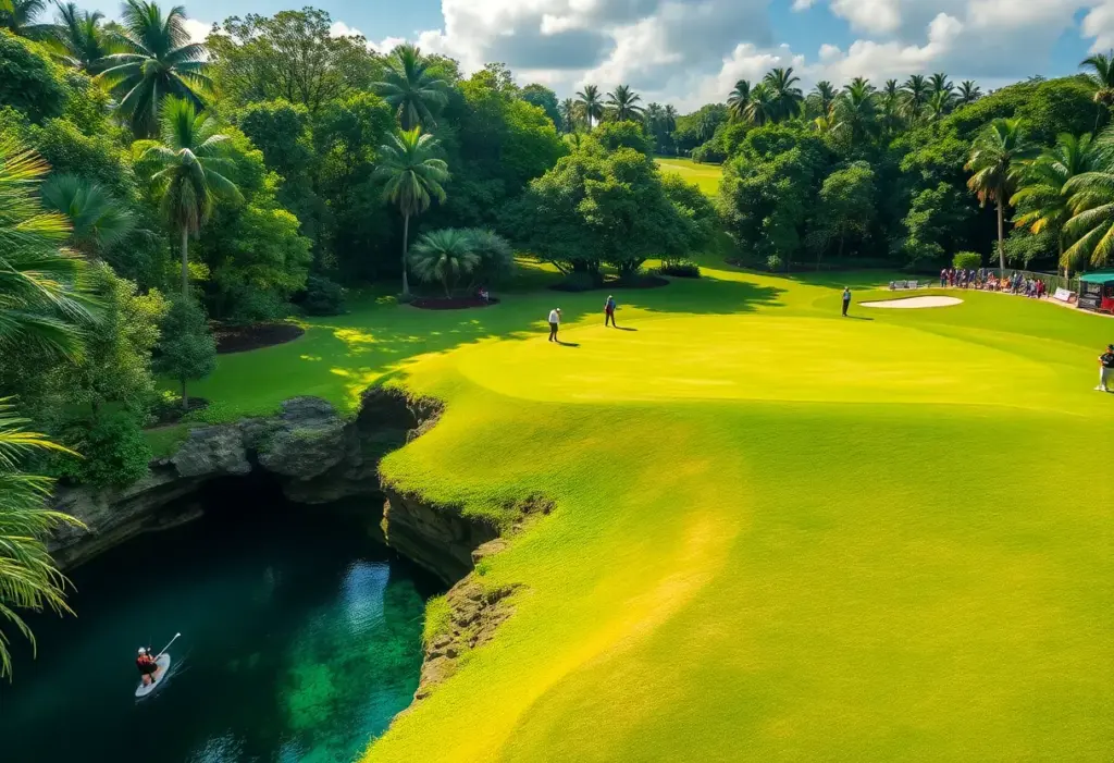 A picturesque view of El Camaleon Golf Course during the Mexico Riviera Maya Open