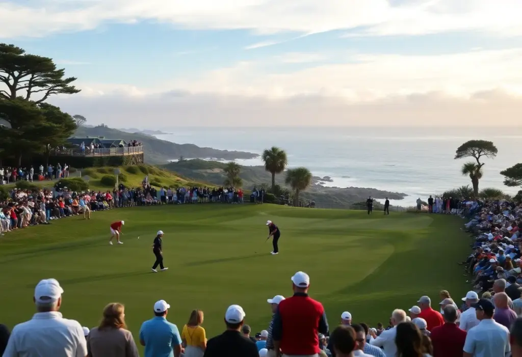 Golf tournament at Torrey Pines with players and spectators