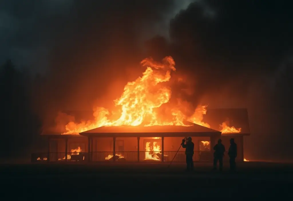 Firefighters combating a blaze at the West Essex Golf Club clubhouse.