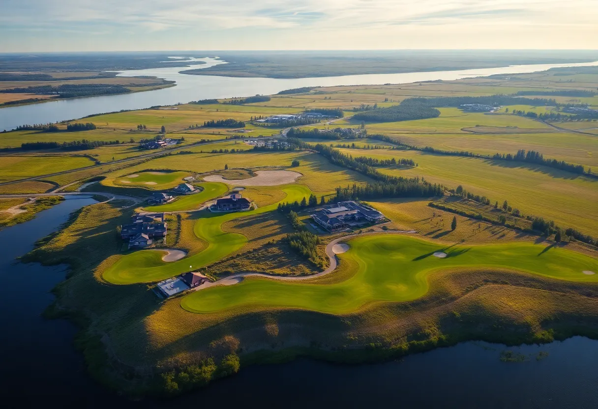 Aerial view of the Scarecrow golf course at Gamble Sands