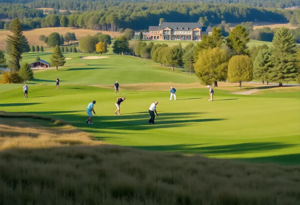 Golfers competing on a beautiful golf course