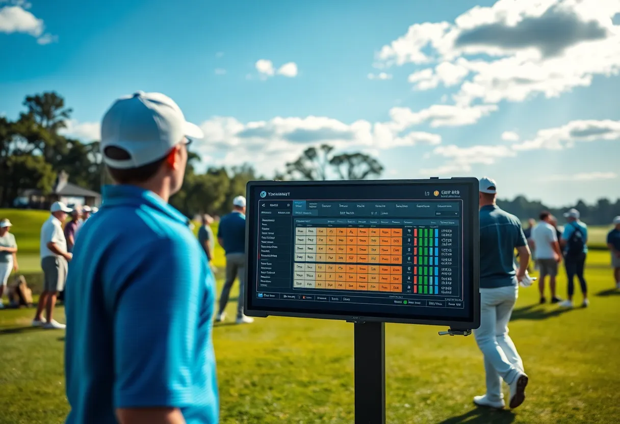 Golf tournament management technology in action at a golf course