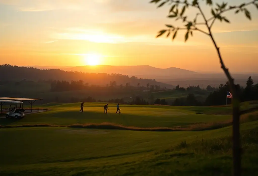 Golfers on a picturesque course