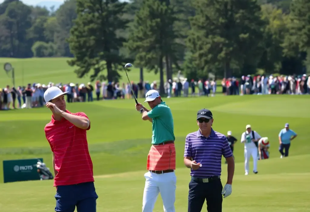 Golfers competing at an international golf tournament