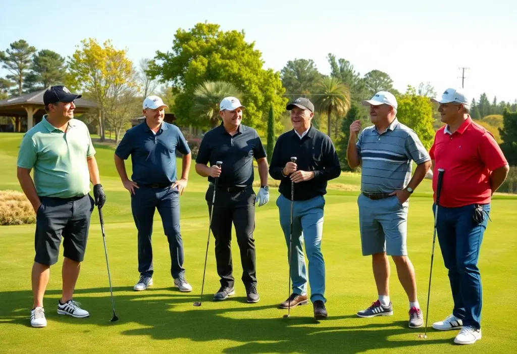 Golfers sharing a light moment on the course during the Dubai Desert Classic