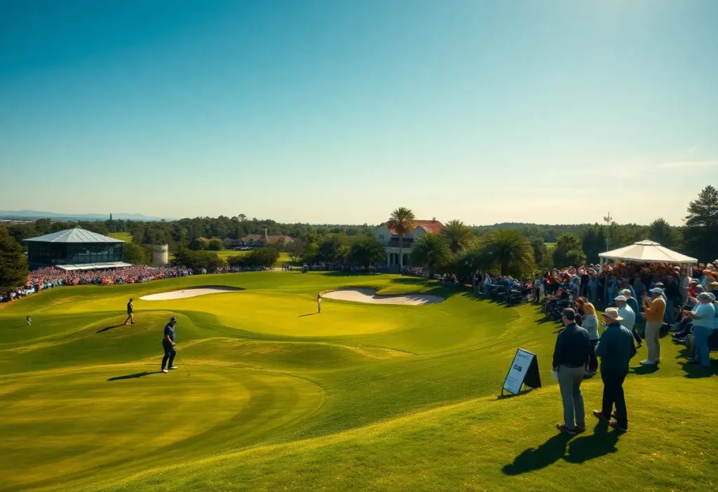 View of golfers playing at the Hero Dubai Desert Classic.