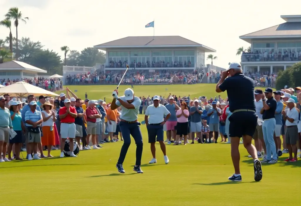 Hero Dubai Desert Classic atmosphere with golfers and audience