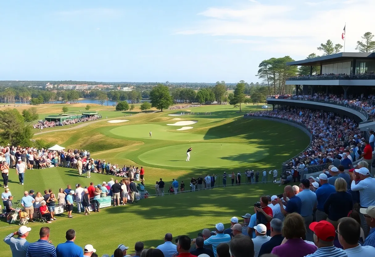 Golfers competing at the Hero Dubai Desert Classic tournament