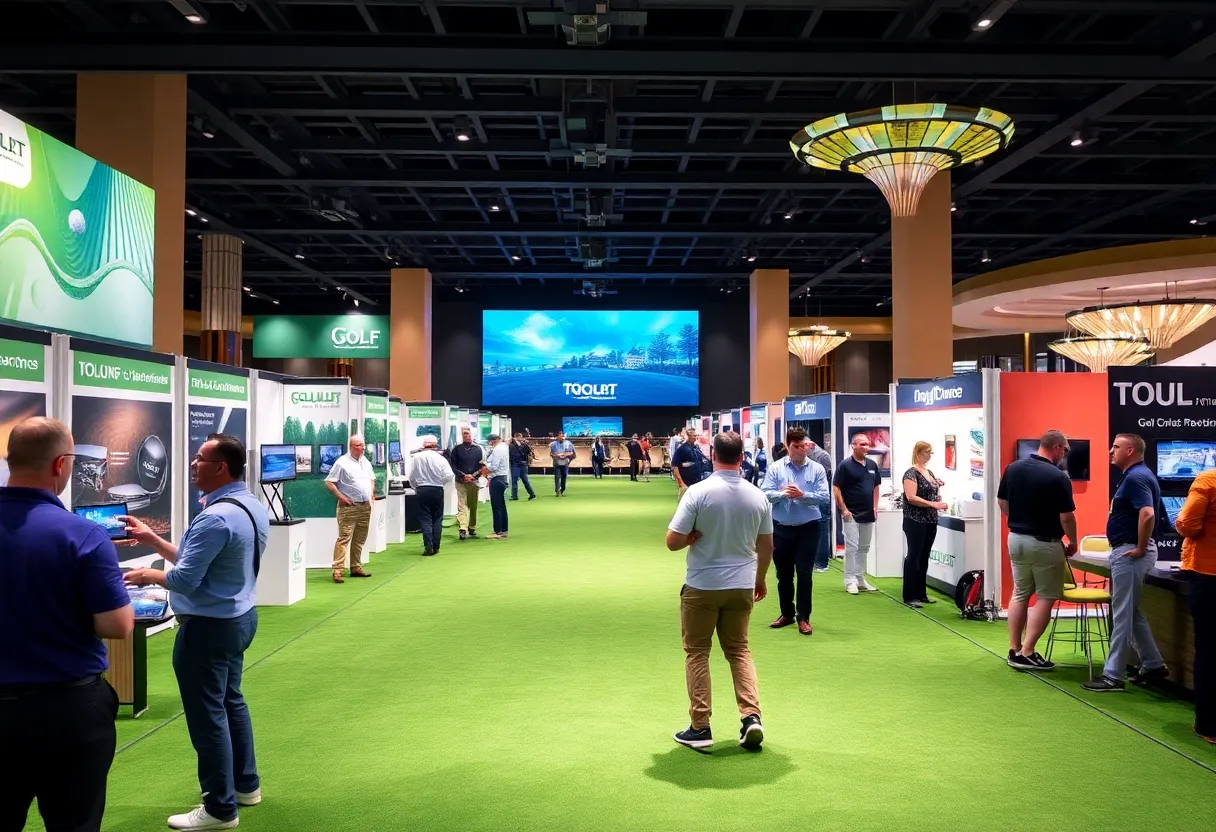 Exhibitors and attendees at the International Indoor Golf Trade Show Conference
